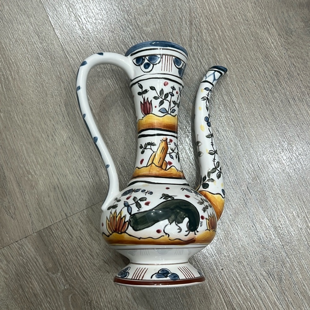 Portuguese Estrealla Conimbriga Ceramics Handpainted signed bottom vase decor